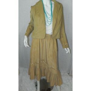H Bar C California Ranchwear Blazer Skirt Suit ‎ Western Medium Corduroy Brown